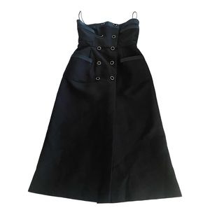 Giana dress black formal double breasted black large velvet rhinestone buttons